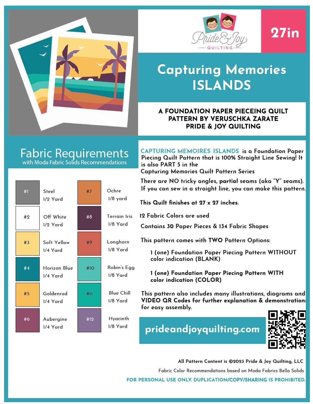 PDF (Part 5 of 12) Capturing ISLANDS, A Foundation Paper Piecing Quilt Pattern Series