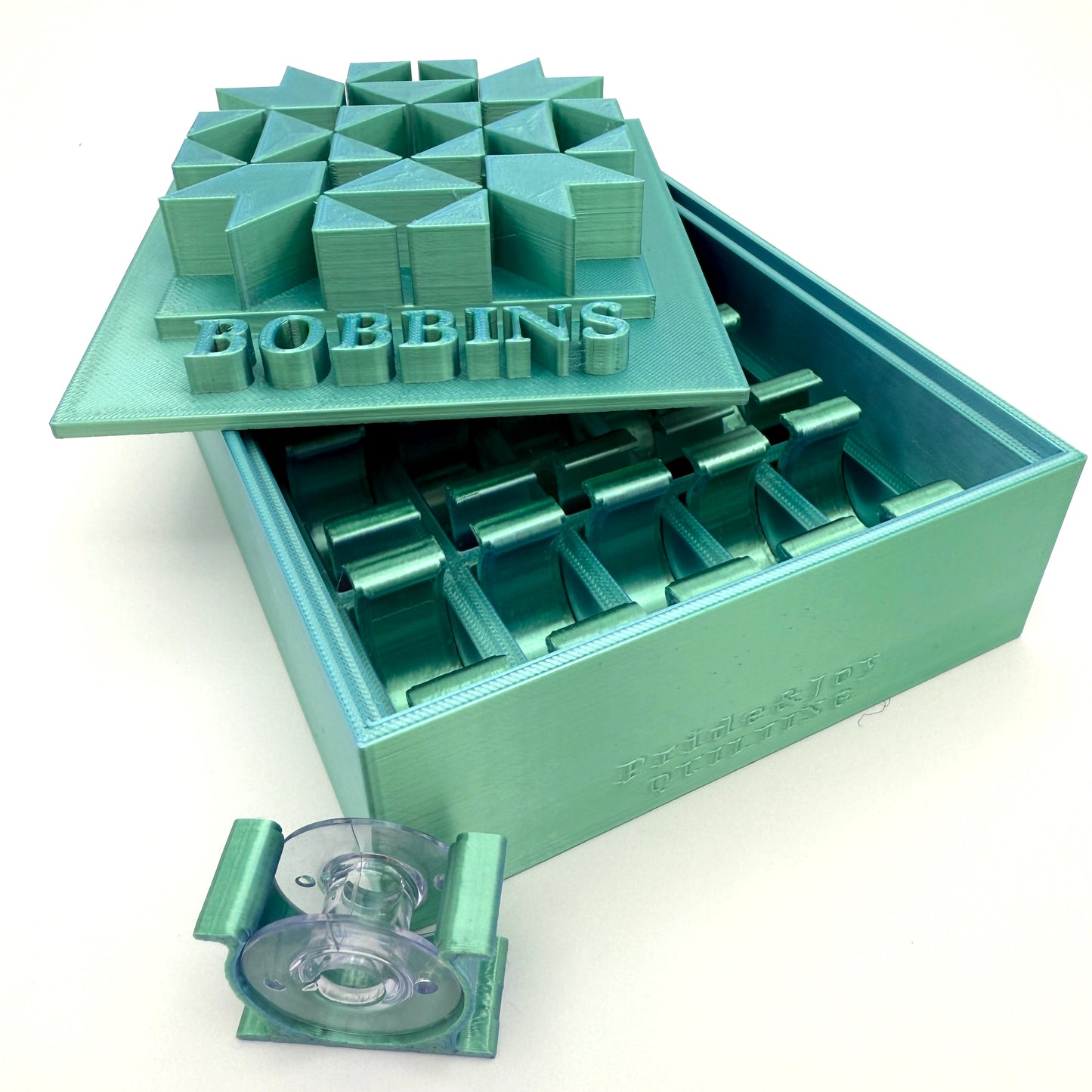 Class 15 Bobbin Box & Keepers by Pride & Joy Quilting Dual Tone Aqua/Teal