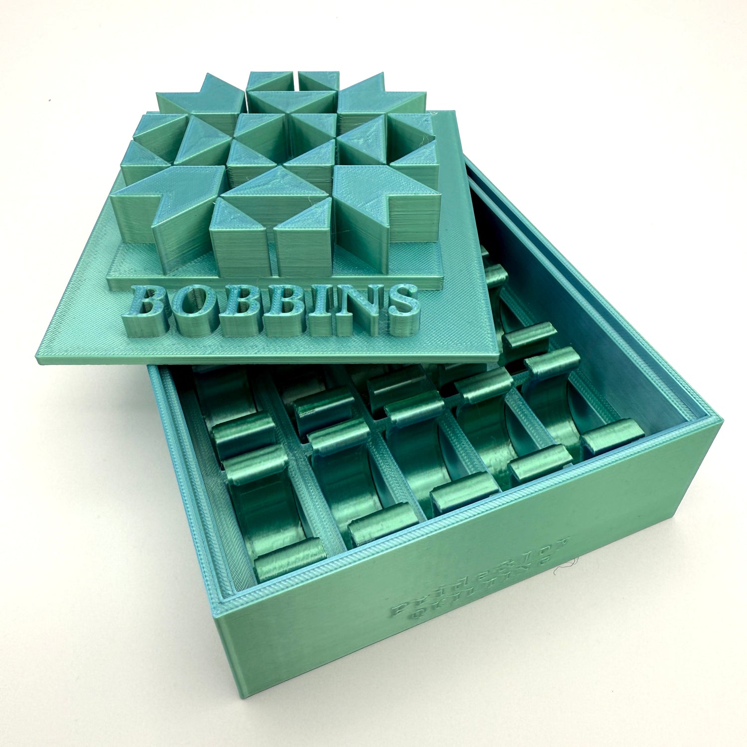 Class 15 Bobbin Box & Keepers by Pride & Joy Quilting Dual Tone Aqua/Teal