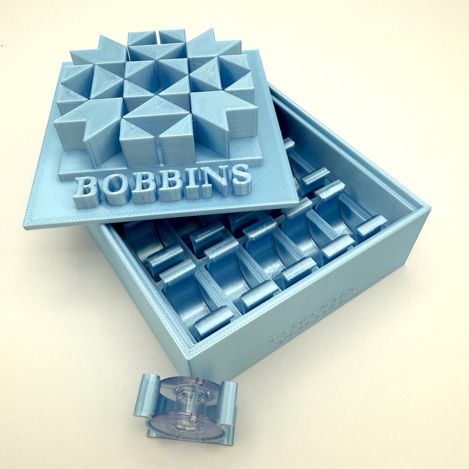 Class 15 Bobbin Box & Keepers by Pride & Joy Quilting pale blue