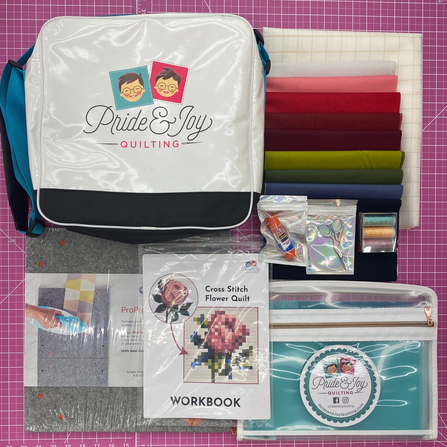KIT- Colcha de flores en punto de cruz: un enfoque sin patrones QUILTCON 2024