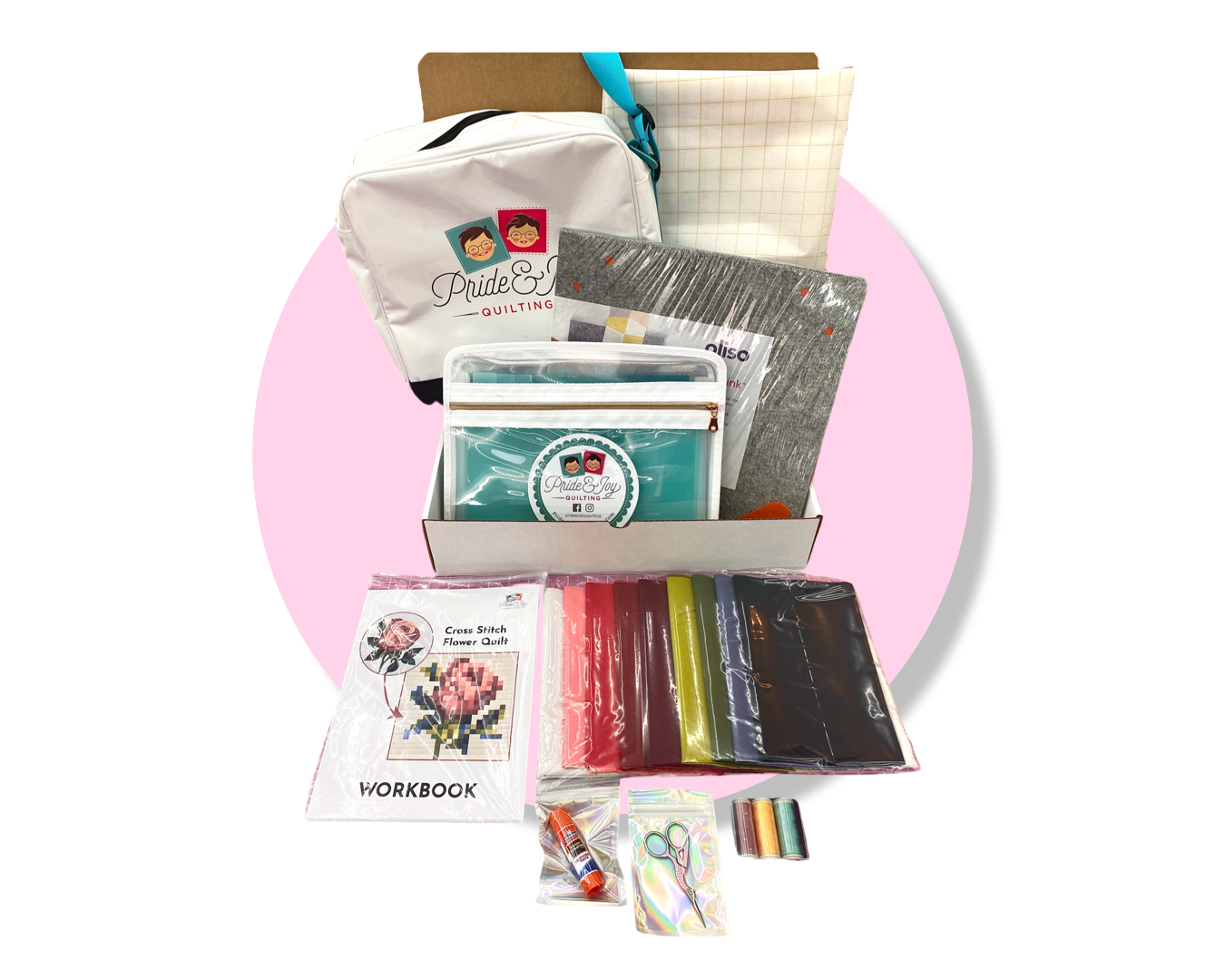 KIT- Colcha de flores en punto de cruz: un enfoque sin patrones QUILTCON 2024