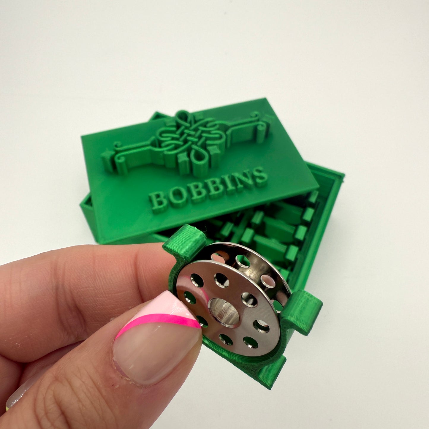 (Size: Singer Featherweight) (COLOR: Emerald Green) Bobbin Box & Keepers