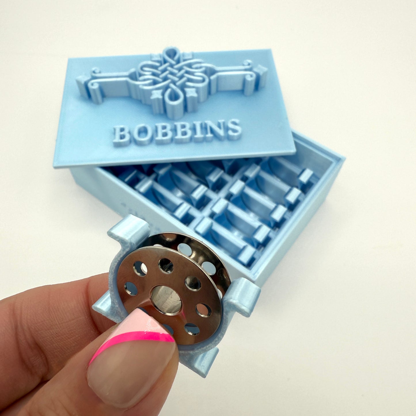 (Size: Singer Featherweight) (COLOR: Topaz Blue) Bobbin Box & Keepers