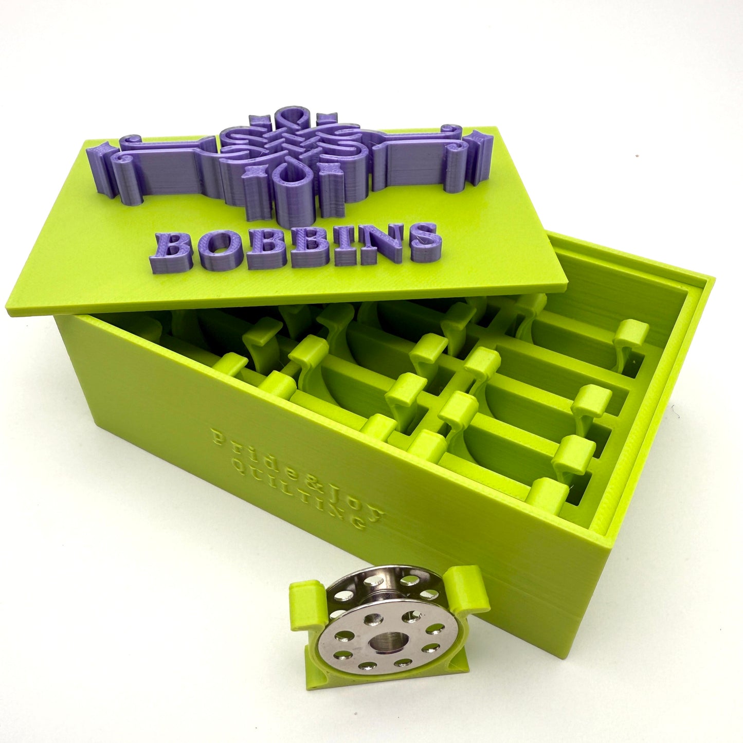 (Size: Singer Featherweight) (COLOR: Peridot Green & Purple Amethyst ) Bobbin Box & Keepers