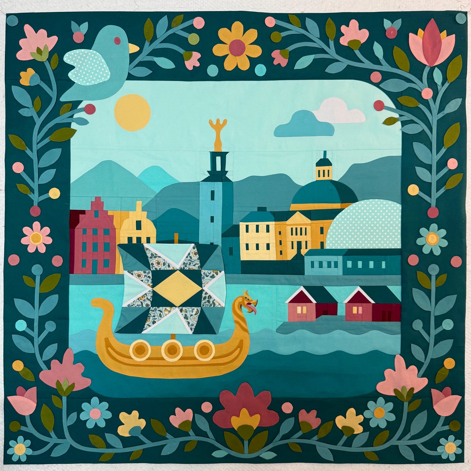 KIT "Nordic Whimsy" Dual Technique Quilt Pattern (Afternoon Color Way) DARK