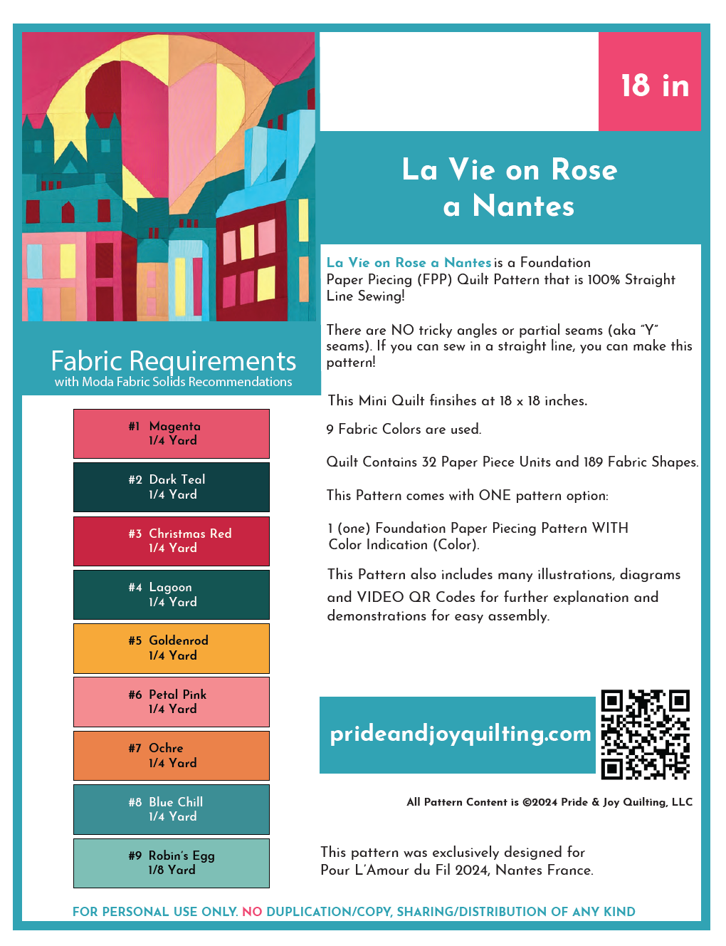 VERSION FRANCAISE "La Vie en Rose à Nantes" PDF Téléchargement immédiat du modèle.