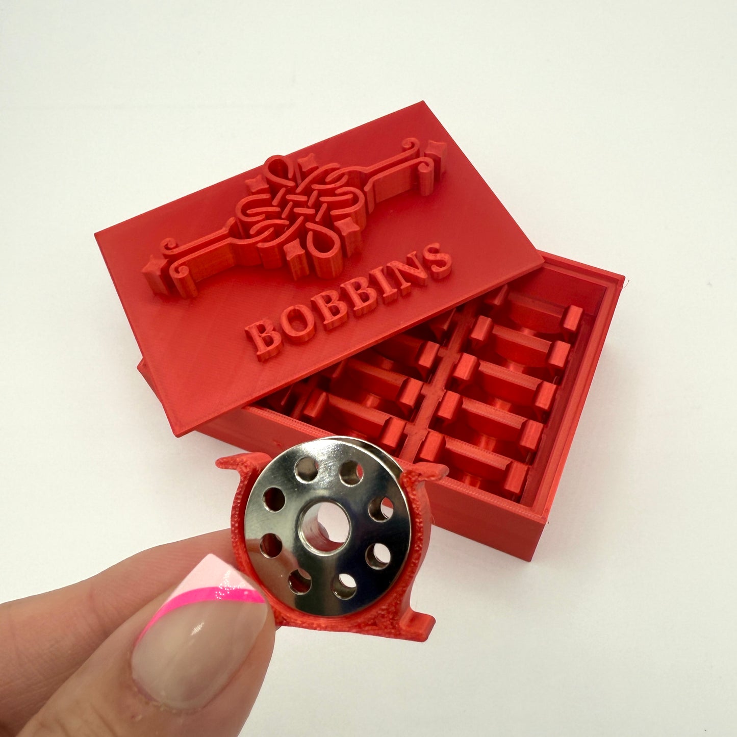 Singer Featherweight Bobbin Box & Keepers by Pride & Joy Quilting red slipper red