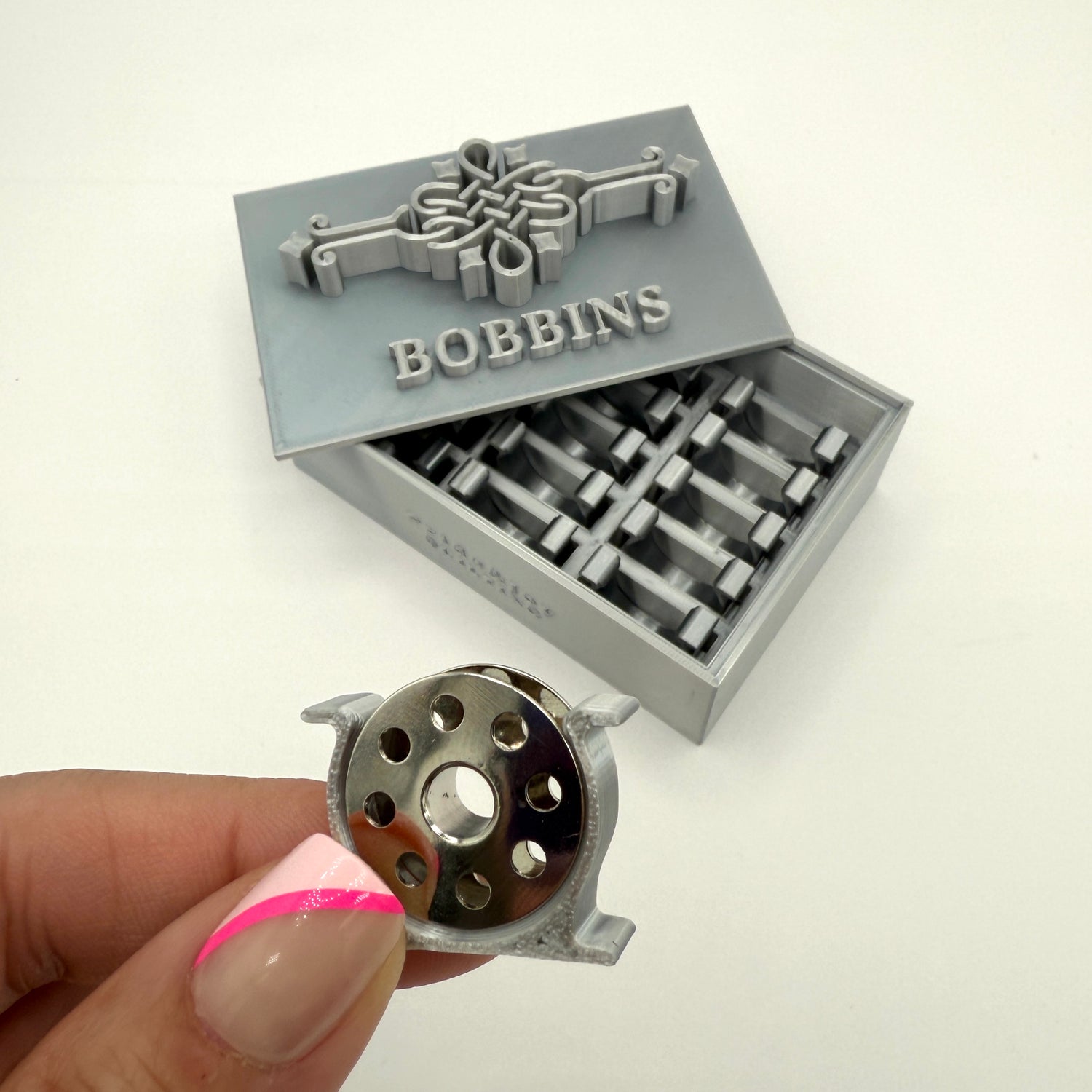 Singer Featherweight Bobbin Box & Keepers by Pride & Joy Quilting silver