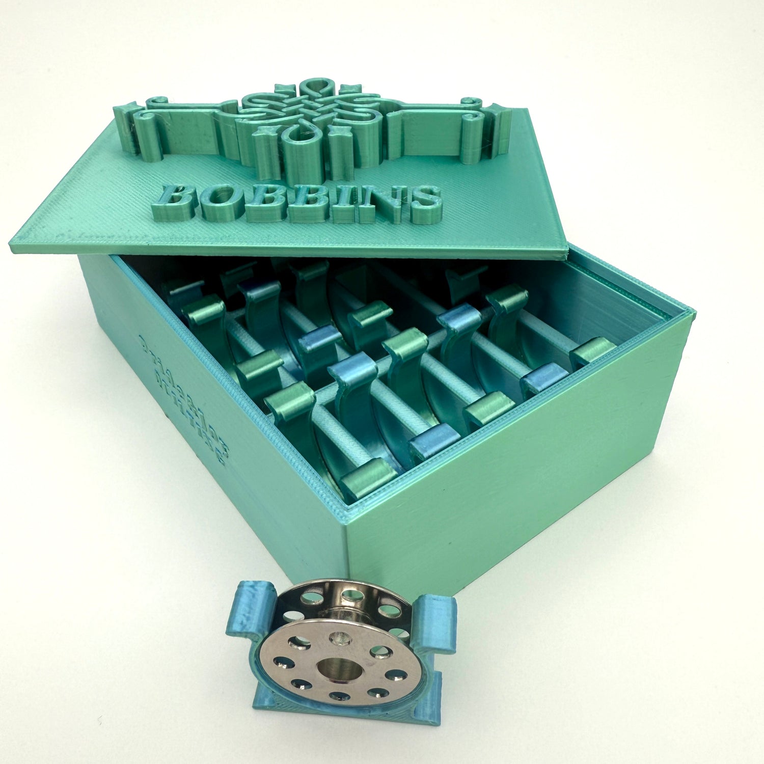 Singer featherweight bobbin box and keepers by pride and joy quilting dual tone aqua/teal