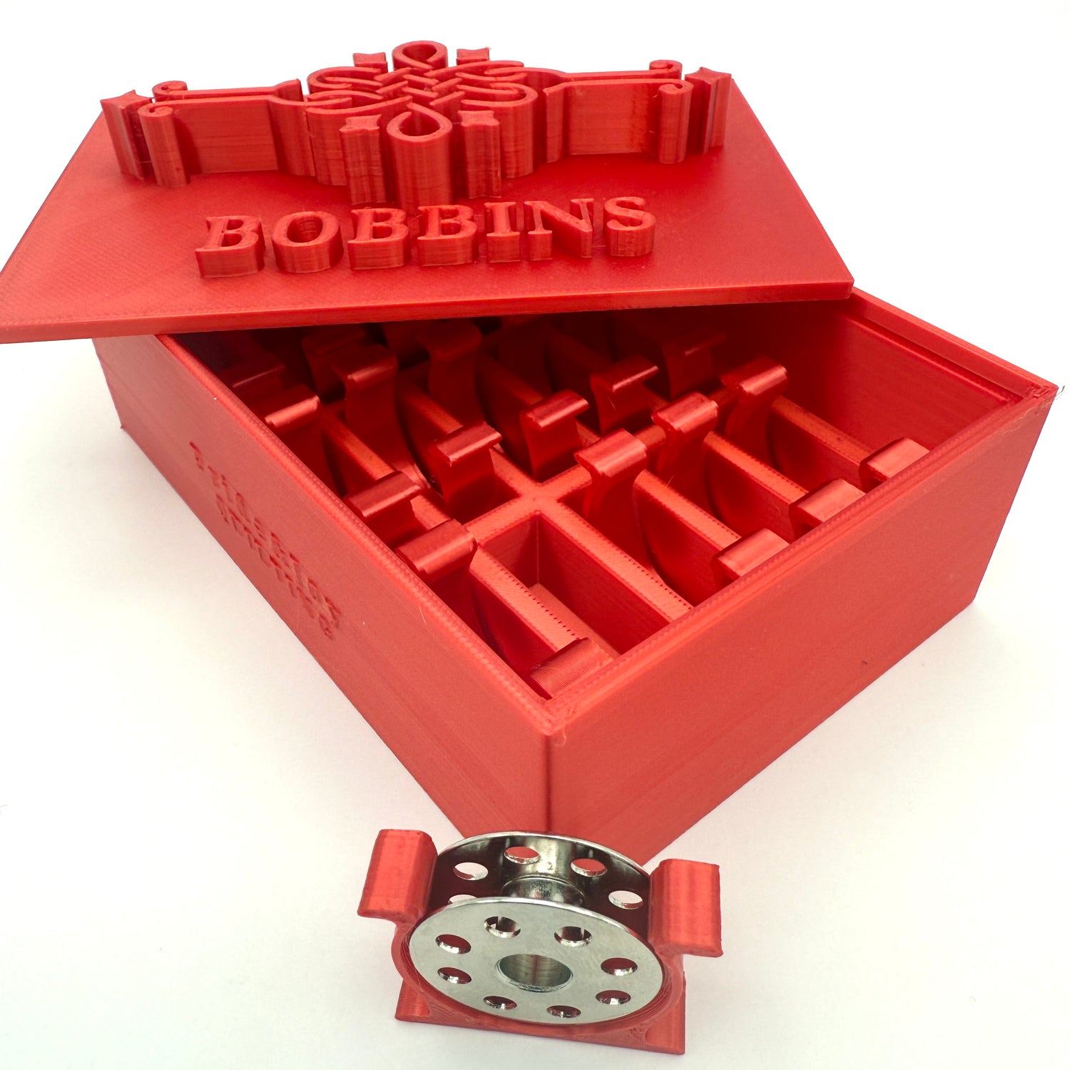 Singer featherweight bobbin box and keepers by pride and joy quilting red