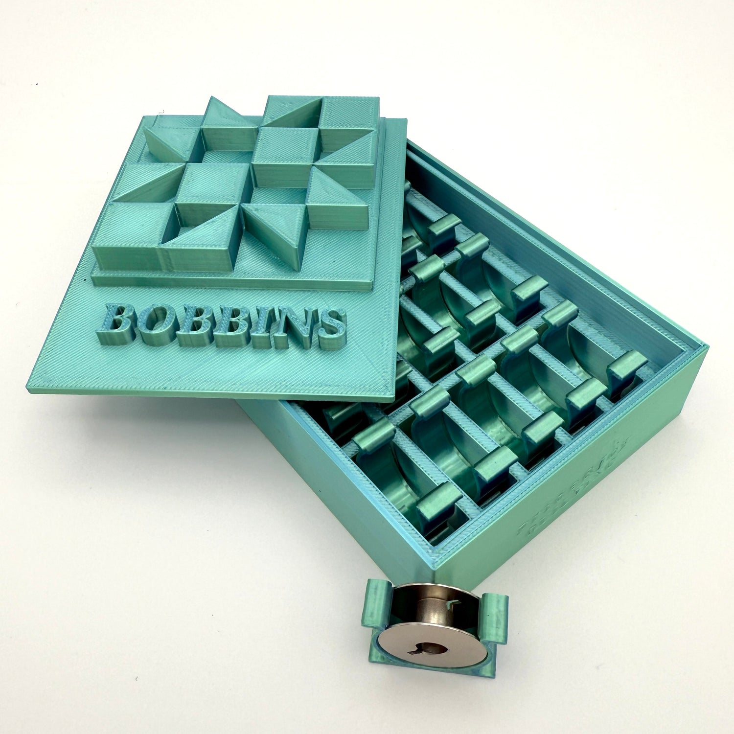 (Size: Class L ) (COLOR: Dual Tone Aqua/Teal) Bobbin Box & Keepers