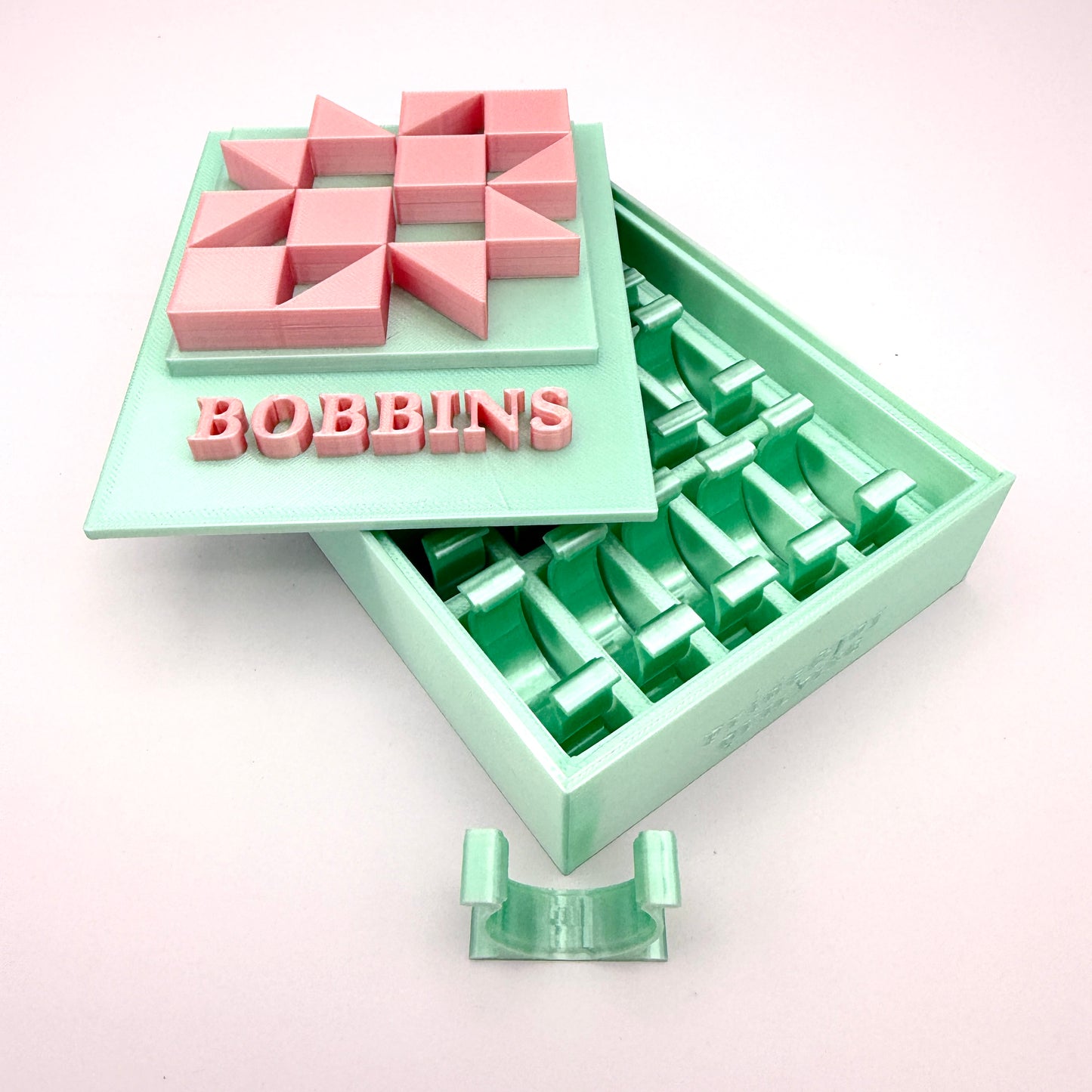 (Size: Class L ) (COLOR: Mint & Pink) Bobbin Box & Keepers