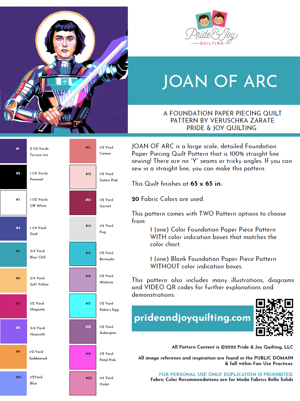 PDF Pattern: Joan of Arc a Foundation Paper Piecing Quilt