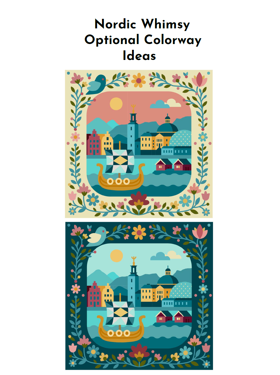 KIT "Nordic Whimsy" Dual Technique Quilt Pattern  Colorways)