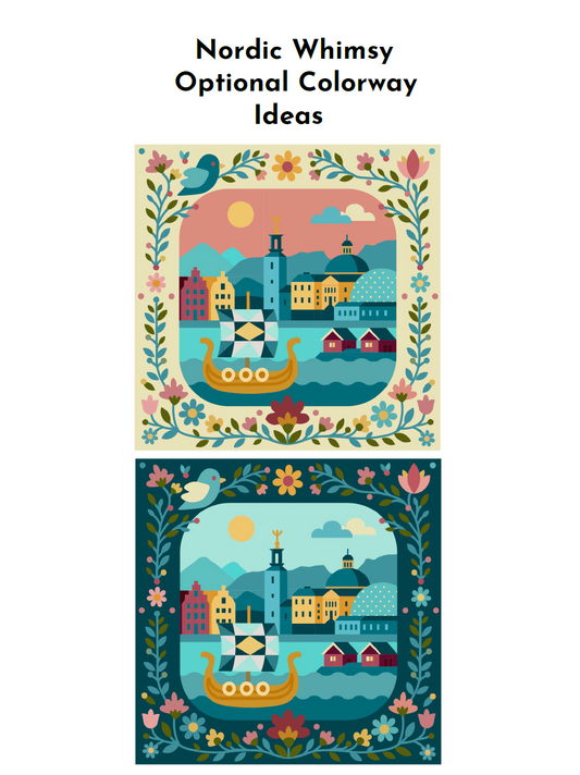 KIT "Nordic Whimsy" Dual Technique Quilt Pattern  Colorways)