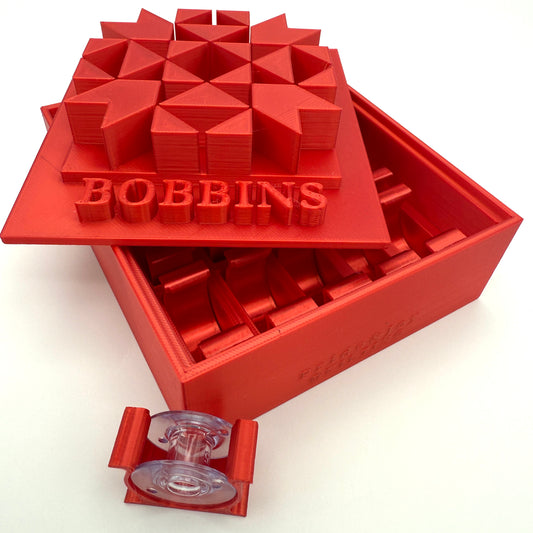 Class 15 Bobbin Box & Keepers by Pride & Joy Quilting red