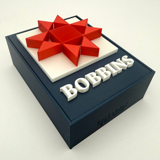 (Size: Class M ) (COLOR: Ruby RED & Pearl WHITE & Blue Background) Bobbin Box & Keepers