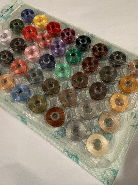 40 Pack Pre Wound Bobbins (Class 15) Decobob 80 wt