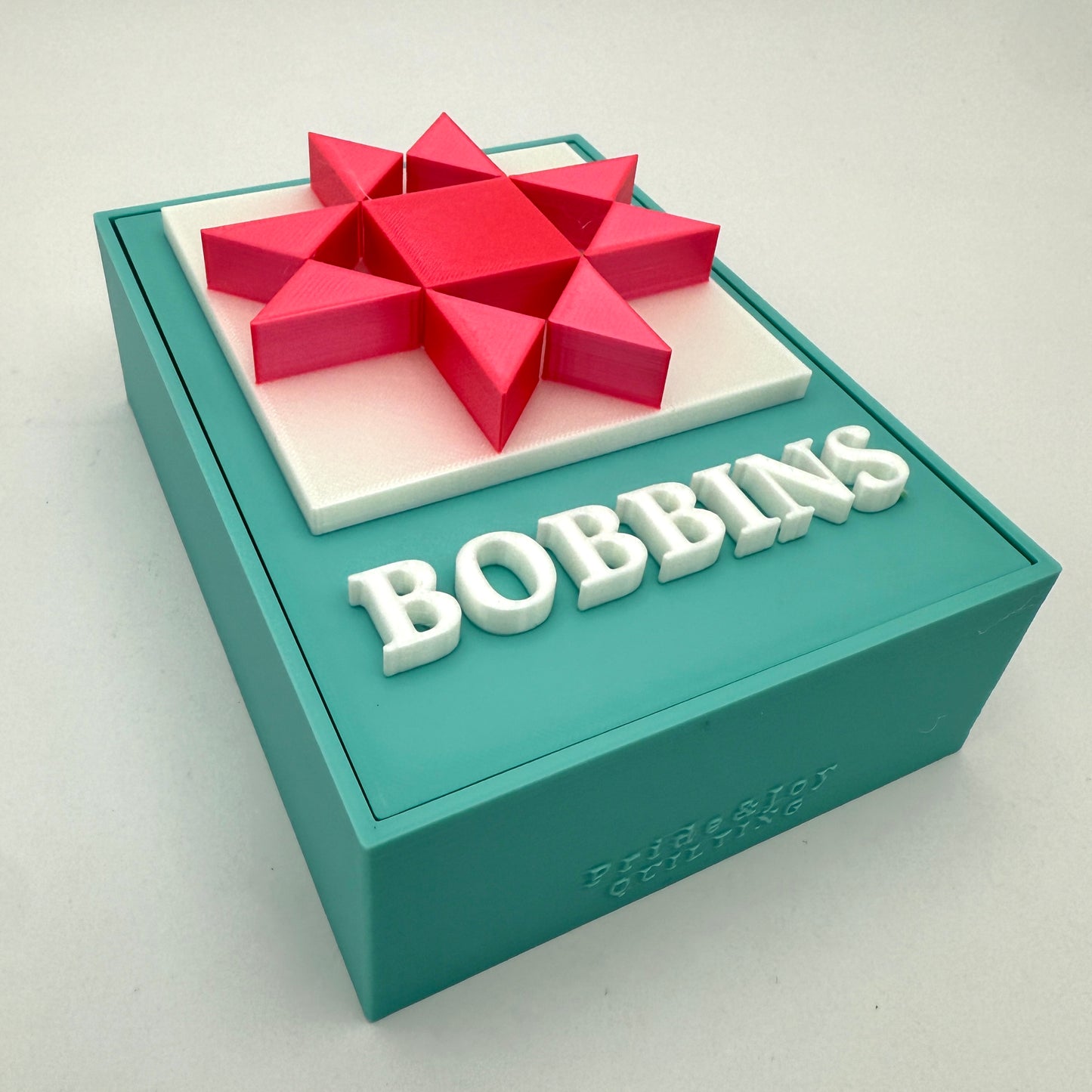 (Size: Class M ) (COLOR: Aqua & Pearl White Bow, with Magenta Star) Bobbin Box & Keepers