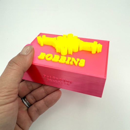 (Size: Singer Featherweight) (COLOR: NEON Pink-Yellow) Bobbin Box & Keepers