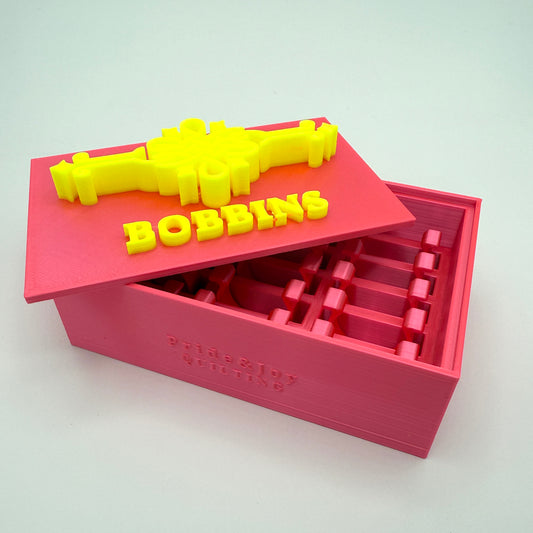 (Size: Singer Featherweight) (COLOR: NEON Pink-Yellow) Bobbin Box & Keepers