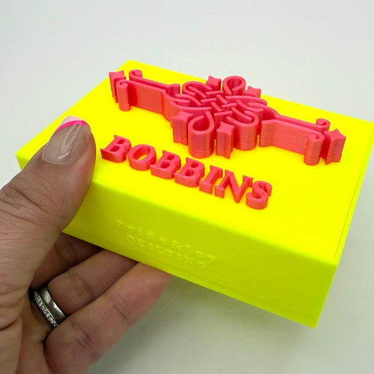 (Size: Singer Featherweight) (COLOR: NEON Yellow-Pink) Bobbin Box & Keepers