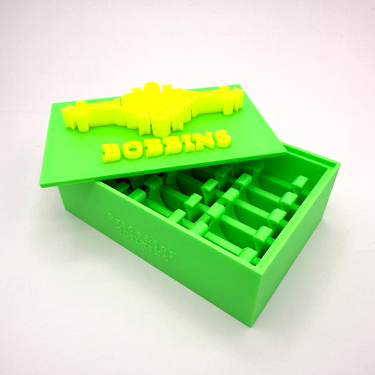 (Size: Singer Featherweight) (COLOR: NEON Green-Yellow) Bobbin Box & Keepers