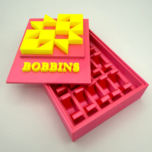 (Size: Class L ) (COLOR: NEON Pink-Yellow) Bobbin Box & Keepers
