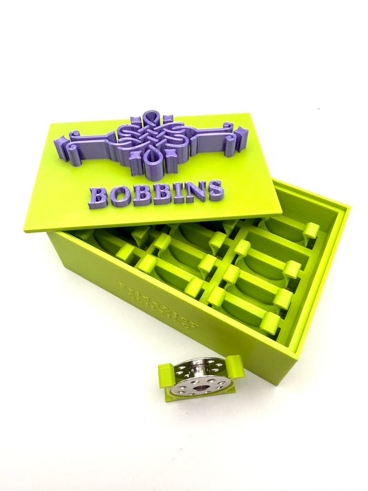 (Size: Singer Featherweight) (COLOR: Peridot Green & Purple Amethyst ) Bobbin Box & Keepers