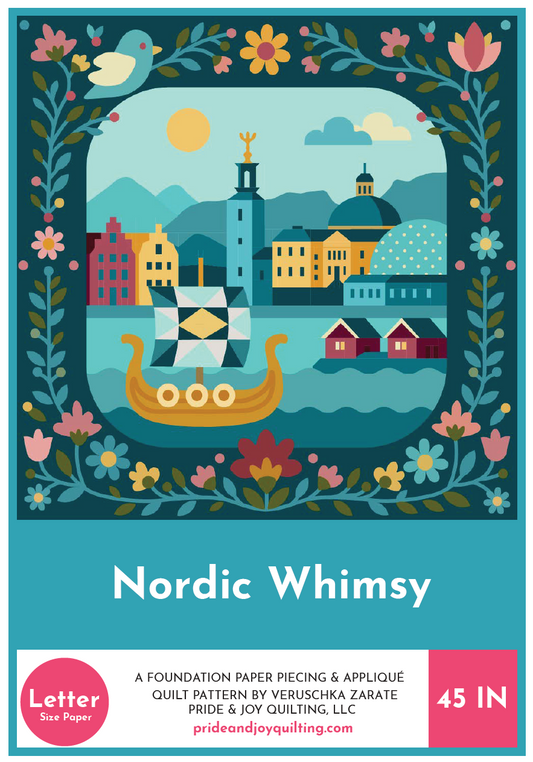 KIT "Nordic Whimsy" Dual Technique Quilt Pattern (Afternoon Color Way) DARK