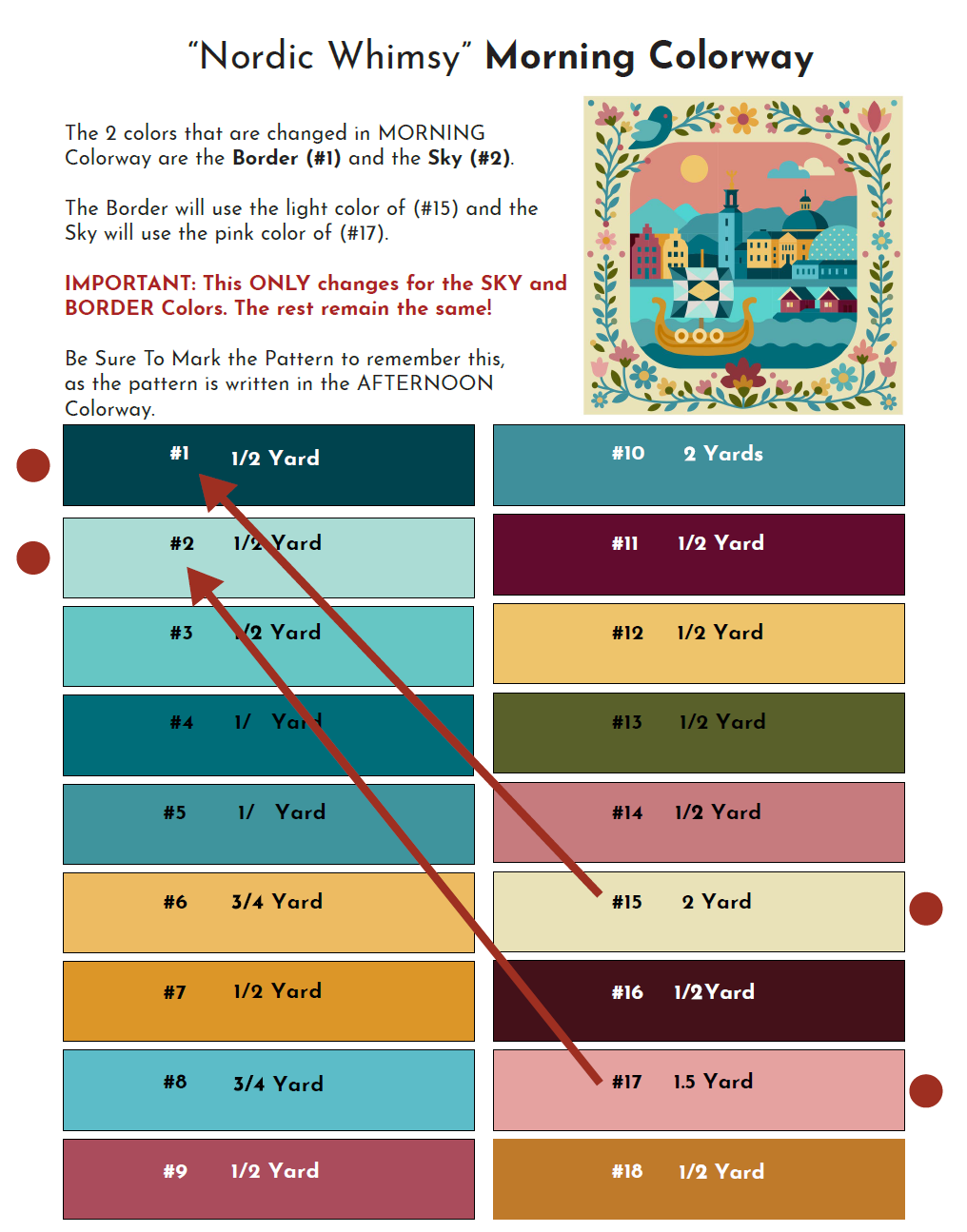 KIT "Nordic Whimsy" Dual Technique Quilt Pattern  Colorways)
