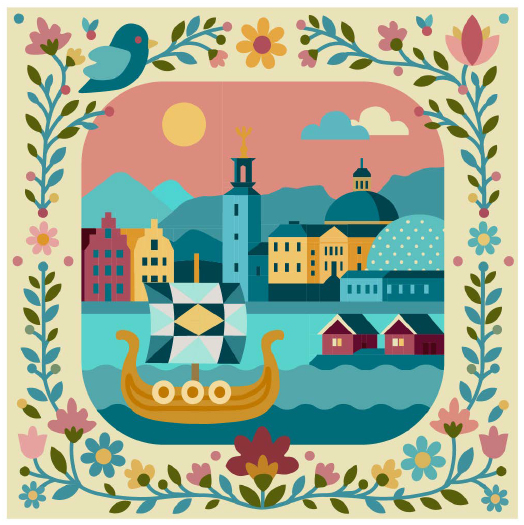 KIT "Nordic Whimsy" Dual Technique Quilt Pattern (Morning Colorway)