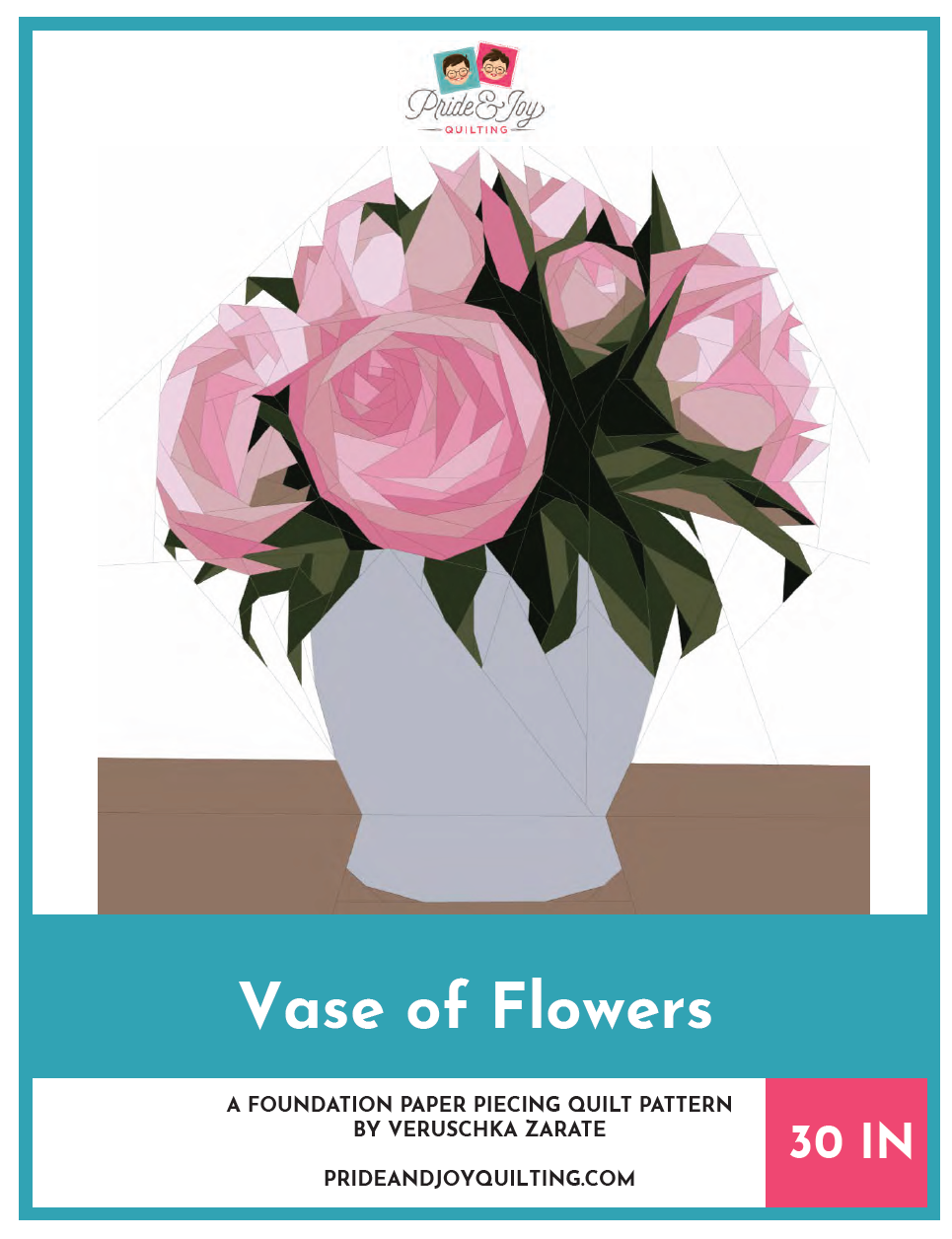 Foundation Paper Roses Vase of Flowers Foundation Paper Pieced PAPER PATTERN – prideandjoyquilting