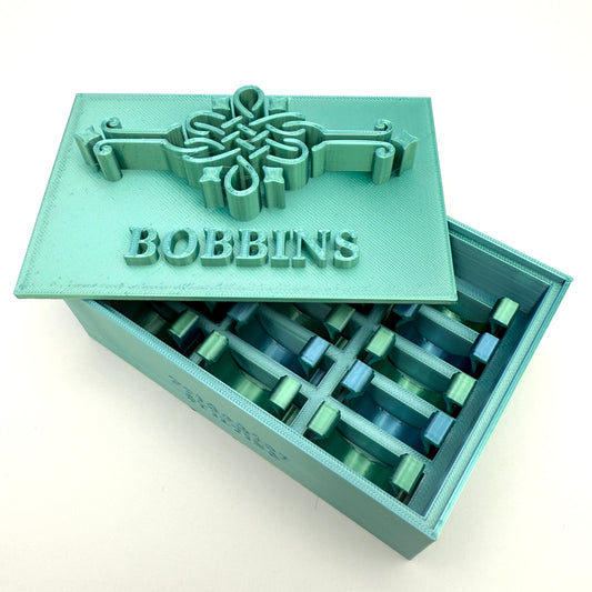 Singer featherweight bobbin box and keepers by pride and joy quilting dual tone aqua/teal..