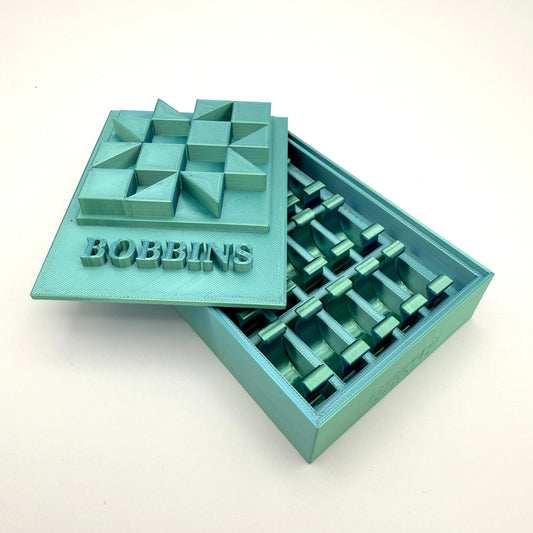 (Size: Class L ) (COLOR: Dual Tone Aqua/Teal) Bobbin Box & Keepers