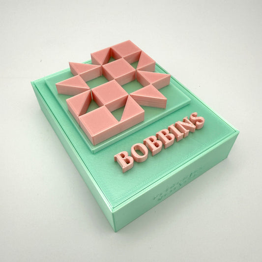 (Size: Class L ) (COLOR: Mint & Pink) Bobbin Box & Keepers