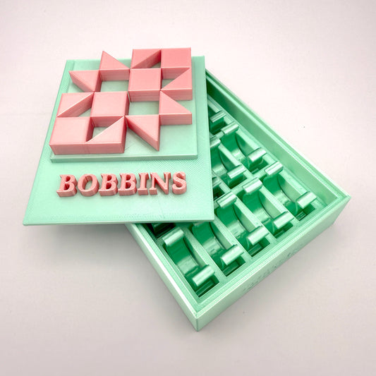 (Size: Class L ) (COLOR: Mint & Pink) Bobbin Box & Keepers