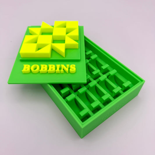 (Size: Class L ) (COLOR: NEON Green/Yellow) Bobbin Box & Keepers by Pride & Joy Quilting