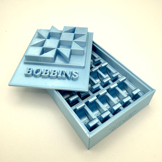 (Size: Class L ) (COLOR: Pale Blue Topaz) Bobbin Box & Keepers by Pride & Joy Quilting