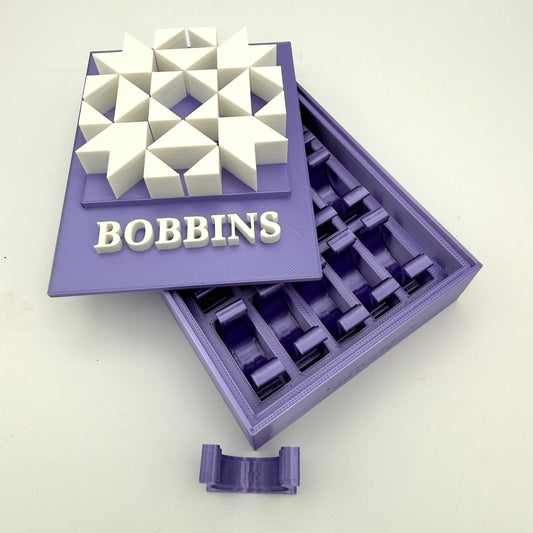 (Size: Class L ) (COLOR: Purple Amethyst & White Pearl WITH Different Top Pattern) Bobbin Box & Keepers)