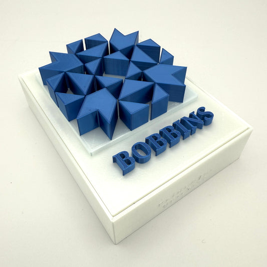 (Size: Class L ) (COLOR: White Pearl & Sapphire Blue Accent with Different Top Pattern) Bobbin Box & Keepers.