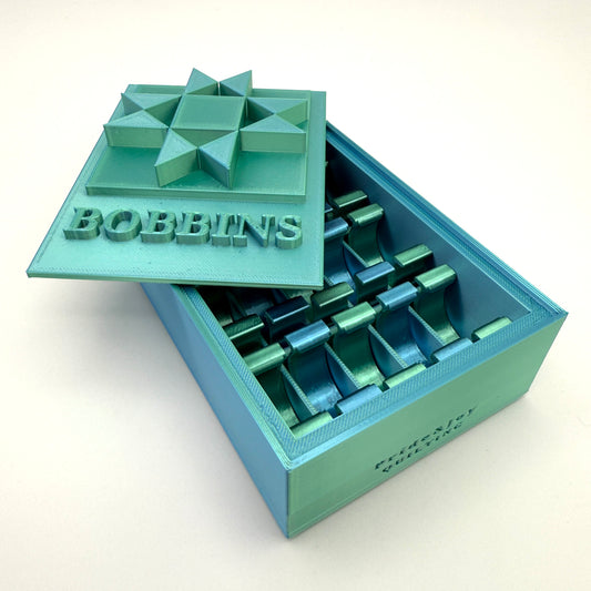 (Size: Class M ) (COLOR: Dual Tone Aqua/Teal ) Bobbin Box & Keepers