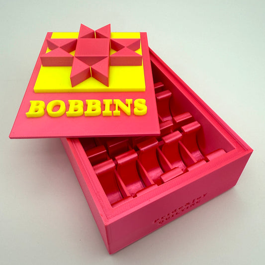 (Size: Class M ) (COLOR: Neon Pink-Yellow) Bobbin Box & Keepers