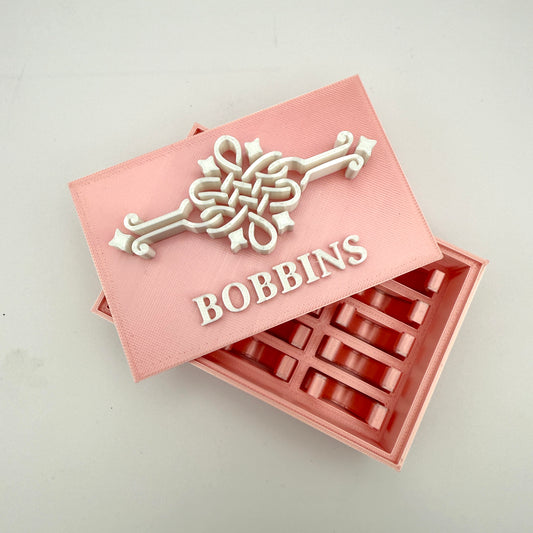 (Size: Singer Featherweight) (COLOR: Pink Diamond & White Pearl) Bobbin Box & Keepers
