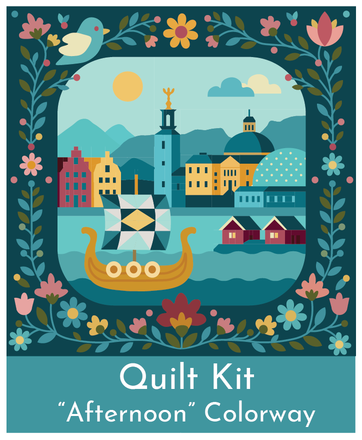 KIT "Nordic Whimsy" Dual Technique Quilt Pattern (Afternoon Color Way) DARK