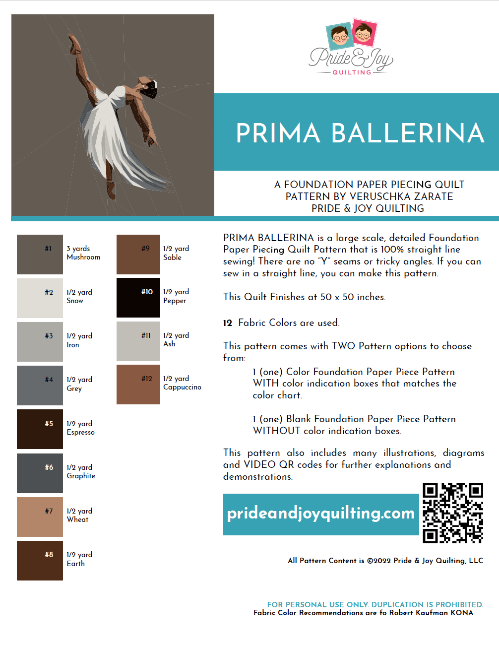 Paper Pattern: Prima Ballerina Foundation Paper Piecing Quilt