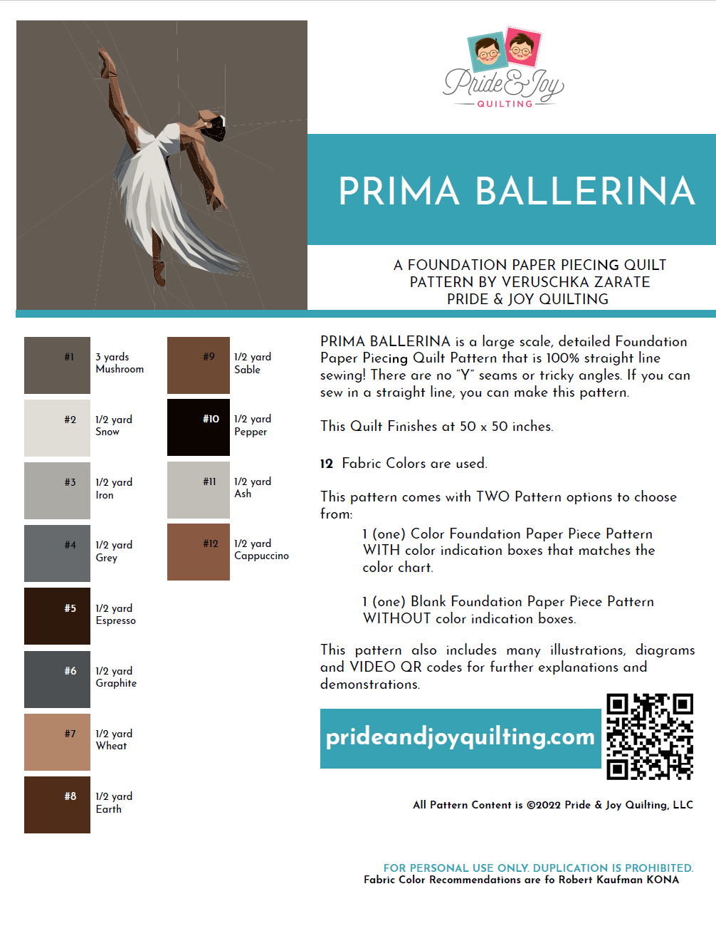 Prima Ballerina Foundation Paper Pieced Quilt Pattern-PDF Digital Download